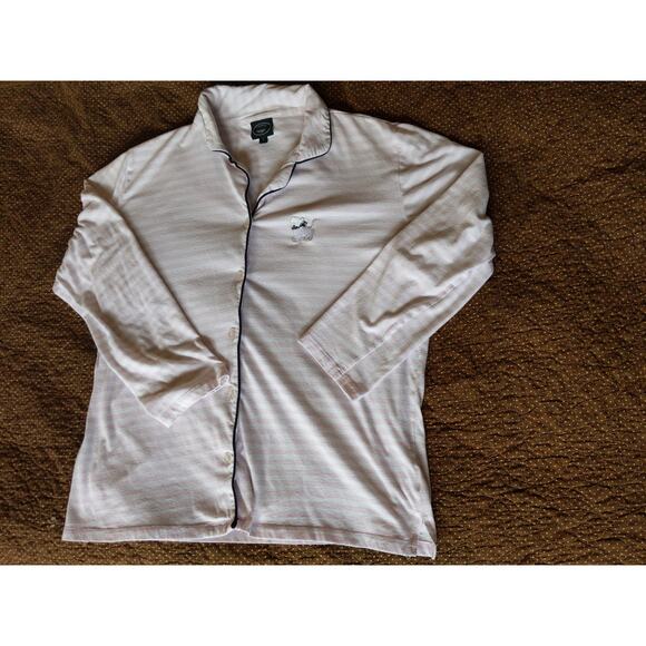 Laura Ashley Pajama Set Pink Striped Scottie Dog 2pc PJs Cotton L Sleepwear - Picture 3 of 8